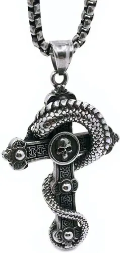 Vista 3 de Collares punk para hombre con cadena cuadrada de acero inoxidable de 23.6 pulgadas