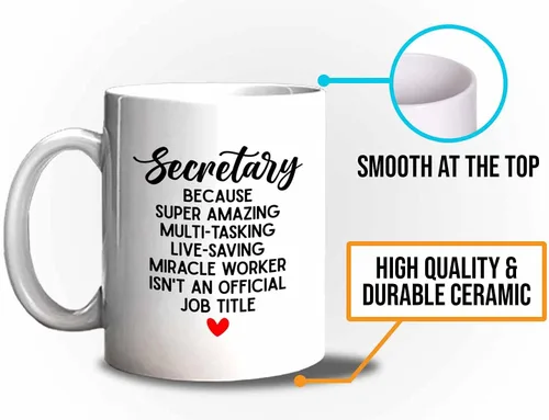Vista 5 de Bubble Hugs Taza de café Secretaria de 11 onzas, color blanco, secretaria porque súper multitarea, oficina de compañero de trabajo, secretario