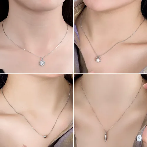 Vista 6 de Dankadi - Collar italiano de plata de ley 925 para mujer de 0.9 mm, cadena de caja, cadena rolo de 1.3 mm, cierre de garra de langosta - Cadena