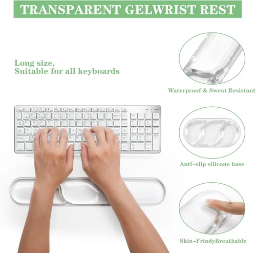 Vista 4 de Juego de reposamuñecas de gel para teclado y mouse pad Set Gel Blanco Transparente - 2