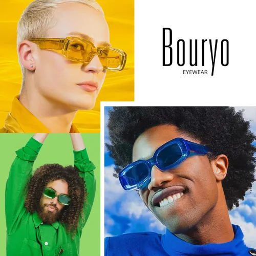 Vista 2 de Lentes de sol rectangulares pequeños de moda para mujeres y hombres, con marcos gruesos y estéticos de los años 90, lentes de sol cuadrados gruesos