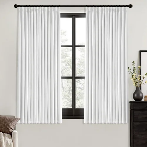 Vista 44 de MIULEE - Cortinas de lino beige con pliegues a presión 100% opacas para dormitorio, cortinas de ventana con memoria y bloqueo de luz para oscurecer