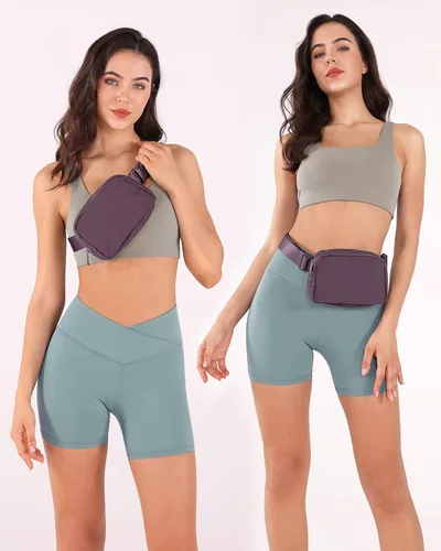 Vista 2 de ODODOS Minicangurera unisex con correa ajustable, para entrenamiento, correr, viajes o senderismo, Ciruela