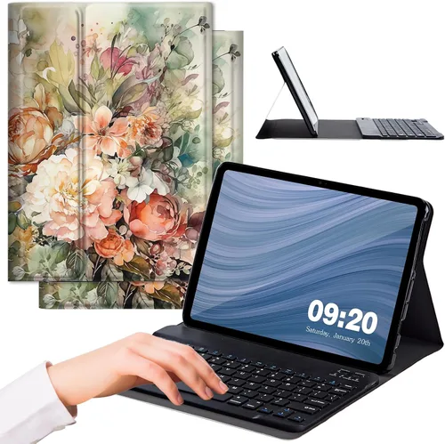 Vista 15 de Funda para Samsung Galaxy Tab A8 10.5 con teclado, fuerte sellado magnético desmontable Bluetooth teclado inalámbrico cubierta de cuero para Samsung