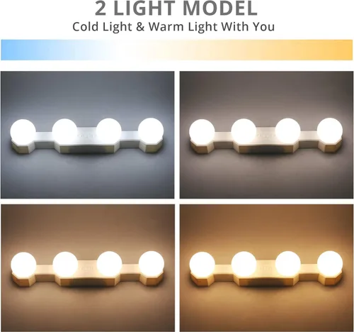 Vista 4 de Luz de Maquillaje Portátil, Luces LED Inalámbricas para Espejo de Tocador con Brillo y Temperatura de Color Ajustables para Mesa de Tocador, Baño