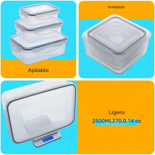 Vista 5 de 34 recipientes de almacenamiento de alimentos con tapas herméticas