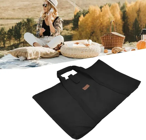 Vista 5 de Bolsa de almacenamiento de mesa plegable portátil con capa intermedia de esponja - Funda de transporte multifuncional al aire libre negra de tela