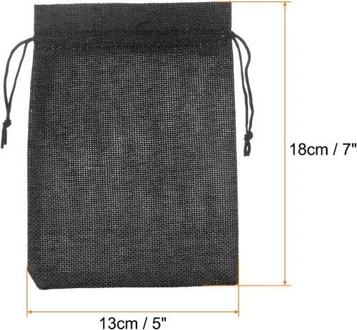 Vista 2 de HARFINGTON 10 bolsas pequeñas de arpillera con cordón, bolsa de regalo de 5 x 7 pulgadas, bolsas de joyería para regalos de fiesta de boda, regalos