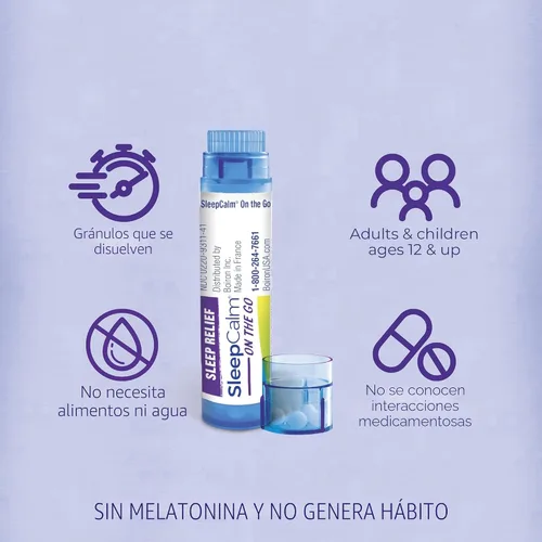 Vista 4 de Boiron SleepCalm On The Go Ayuda para Dormir para un Sueño Profundo, Relajante y Reparador Nocturno - Sin Melatonina y que no Crea Hábito - 80