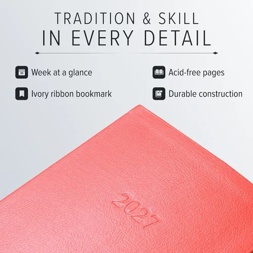 Vista 6 de Gallery Leather Agenda semanal grande 2026-2027 Acadia Hydrangea Hortensia Acadia