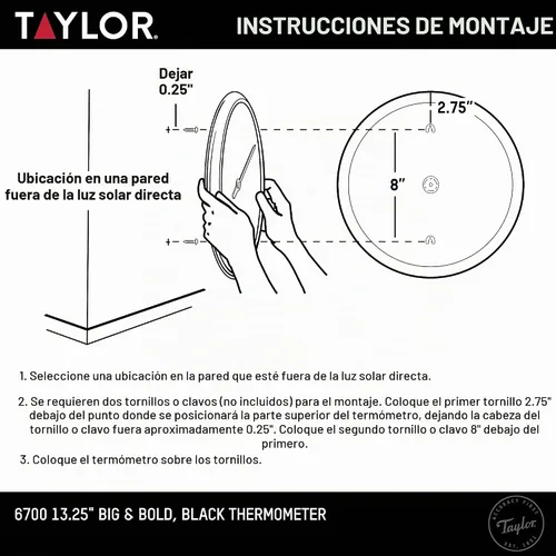 Vista 6 de Taylor Precision Products - Termómetro de pared 6700 Big & Bold, tamaño único, negro