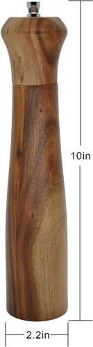 Vista 2 de Molinillo de pimienta de madera, molinillo manual de sal y pimienta con molinillo de especias de grosor ajustable, agitadores de pimienta, amigos