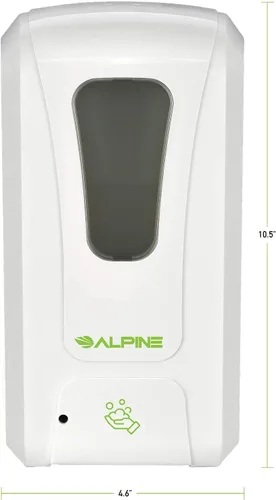 Vista 4 de Alpine Dispensador automático de desinfectante de manos, dispensador de jabón sin contacto para restaurante, hospital, escuela, hotel, cocina