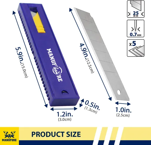 Vista 2 de MANUFORE Hoja de cuchillo X25 de 0.984 in, cuchillas de corte, hojas de cuchillo de oficina, paquete de 30