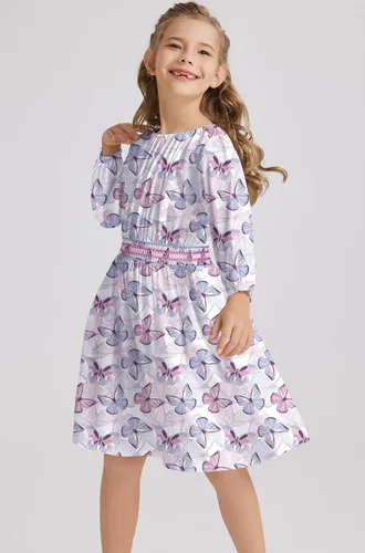 Vista 5 de Vestido floral con cintura fruncida para niñas, ropa de juego para la iglesia, vacaciones, vestido midi suave con bolsillos