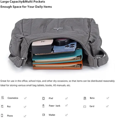 Vista 5 de Angelkiss - Bolsos cruzados para mujer, bolsos de hombro para mujer, bolsos y monederos medianos de piel sintética