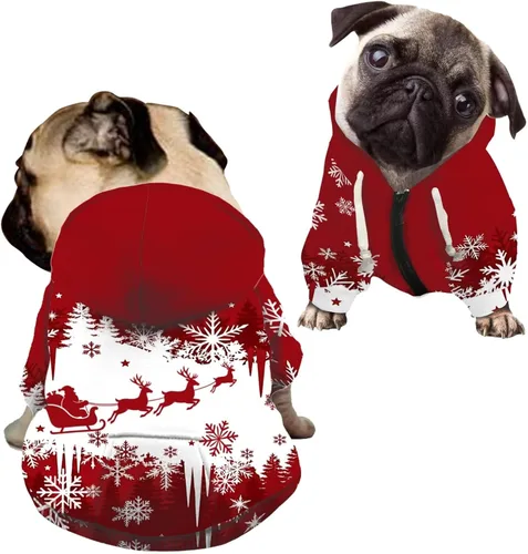 Vista 15 de Howilath Sudaderas con la bandera estadounidense para perros medianos, abrigo de invierno con diseño de pata de cachorro, ropa cálida con capucha