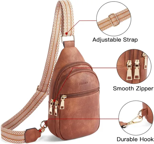 Vista 5 de Telena Sling Bag for Women Crossbody Fanny Packs for Women Leather Sling Chest Bag