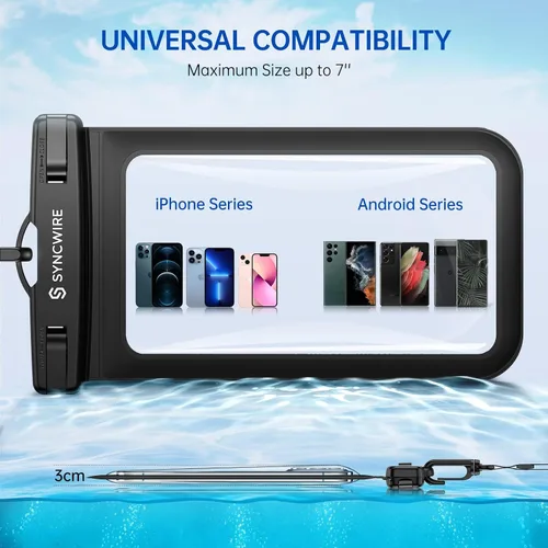 Vista 4 de Syncwire Funda impermeable para teléfono [paquete de 2] – Funda universal IPX8 impermeable para teléfono con cordón compatible con iPhone 13/12/11