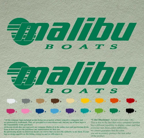 Vista 4 de Malibu Boat - Juego de 2 calcomanías de vinilo de repuesto compatibles con botes de restauración (12 pulgadas, negro 070)