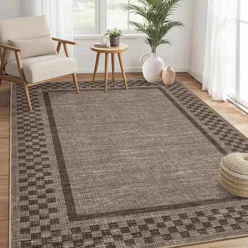 Vista 16 de GarveeHome Alfombra lavable de 5 x 7 pies para sala de estar, alfombra Beige festoneado