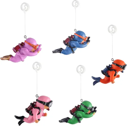 Vista 6 de 5 piezas de decoración flotante para pecera, lindo buceador acuario, decoración de pecera, acuario, accesorios de adorno para buzo