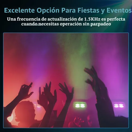 Vista 4 de ColorKey MobilePar Mini Hex 4 inalámbrico alimentado por batería RGBAW+UV Uplight DJ Light (CKW-6020B)