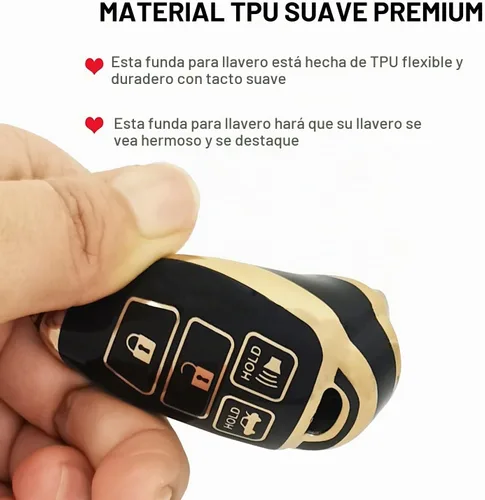 Vista 6 de Funda para llavero Toyota con llavero de TPU suave protector de llave de coche compatible con Camry Corolla RAV4 Highlander Avalon Corolla iM Venza