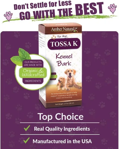 Vista 5 de AMBER NATURALZ - TOSSA K - Corteza de perrera - para Dogz - 1 onza Maintains normal lung & respiratory function. Promotes a healthy canine immune