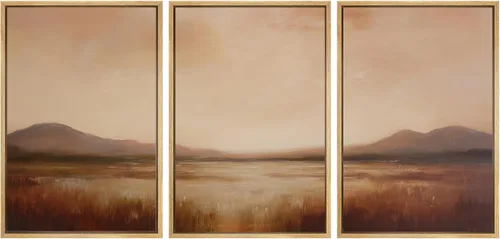 Vista 94 de SIGNWIN Lienzo enmarcado para pared, juego de arte de campos pastorales, flores silvestres, campo rústico, paisaje, floral, ilustraciones modernas