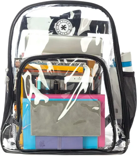 Vista 3 de K-Cliffs Large Transparent Backpack Clear Heavy Duty School Bag Durable Student Bookbag See Through Vinyl Daypack Workbag