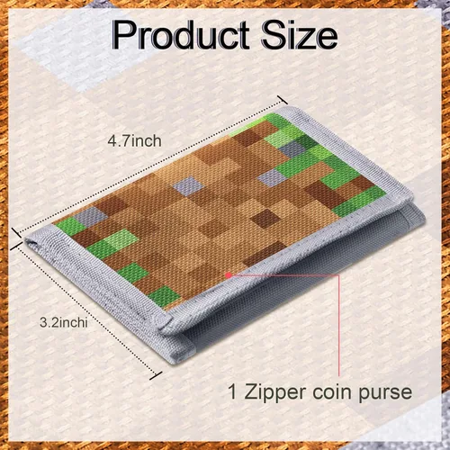 Vista 3 de Carteras de 3 piezas para niños y niñas de 6 a 18 años, billeteras de lona triples con adhesivo y bolsillo con cremallera para adolescentes, regalo