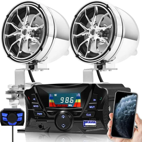 Vista 10 de GoHawk Altavoces para Motocicleta Bluetooth, Altavoces Impermeables y Sistema de Sonido de Audio con Amplificador, Resistente a la Intemperie, Radio
