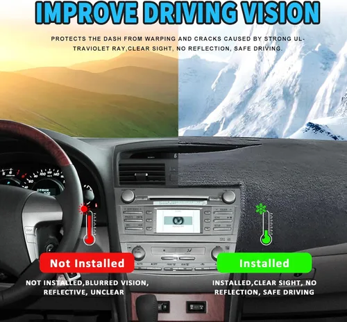 Vista 3 de POSAID Funda para salpicadero de Toyota Camry 2011, 2010, 2009, 2008, 2007, ajuste personalizado, para Toyota Camry 2011-2007, color negro 07-11