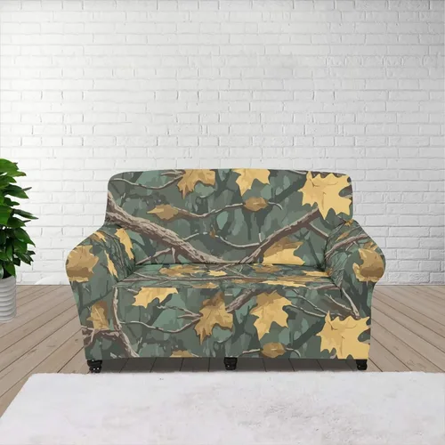Vista 24 de ZOUTAIRONG Fundas elásticas para sofá con estampado de ramas de camuflaje 3D para sofá, funda para muebles de un solo cojín, decoración del hogar u