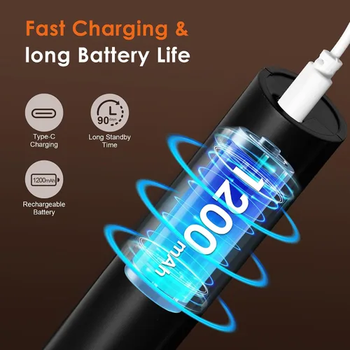 Vista 3 de Espumador de leche de mano con soporte, varita espumadora de café recargable con 3 cabezales desmontables de acero inoxidable, mezclador eléctrico