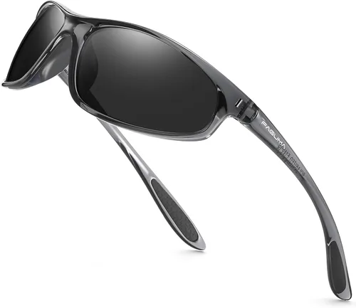 Vista 8 de FAGUMA Gafas de sol deportivas polarizadas para hombres, ciclismo, conducción, pesca, protección UV400 Negro + negro + negro