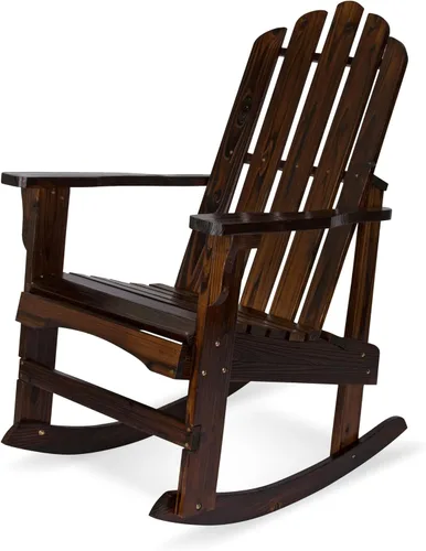 Vista 10 de Shine Company Marina Adirondack - Mecedora de madera para interiores y exteriores, color negro