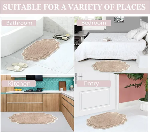 Vista 4 de Home Weavers - Tapete de baño 100% algodón copetudo, supersuave y absorbente, lavable a máquina y apto para secadora lino