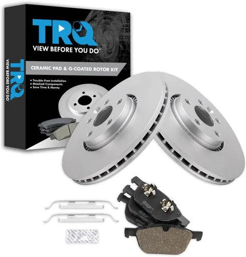 Vista 127 de TRQ Juego de pastillas de freno delantero y rotores con revestimiento de cerámica compatible con Jeep Compass Patriot 2017
