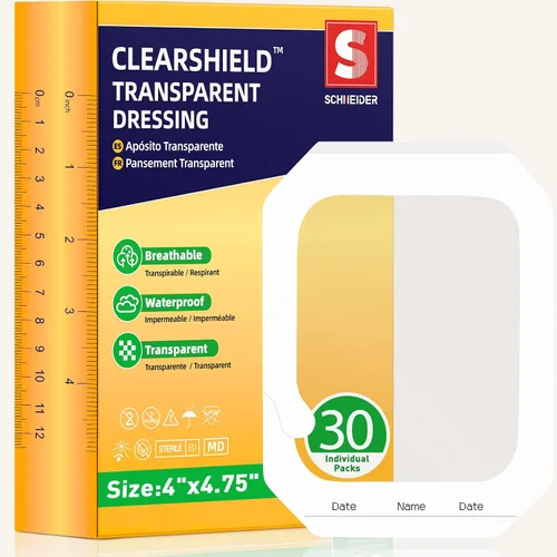 Vista 11 de Aderezo de película transparente, 2.3 x 2.75 pulgadas, paquete de 50, parche transparente transpirable
