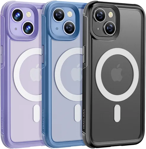 Vista 7 de Diaclara Funda magnética para iPhone 13/iPhone 14, compatible con MagSafe, a prueba de caídas de grado militar de 10 pies, funda translúcida