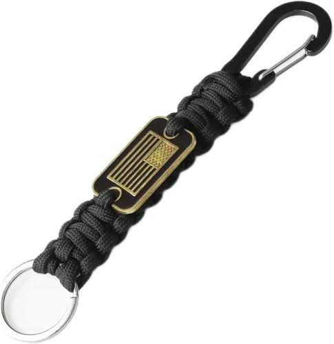 Vista 12 de 2 piezas de cordón elegante y duradero para llaves - Cordón de cuello resistente de paracord con diseño de bandera de EE. UU. para billeteras