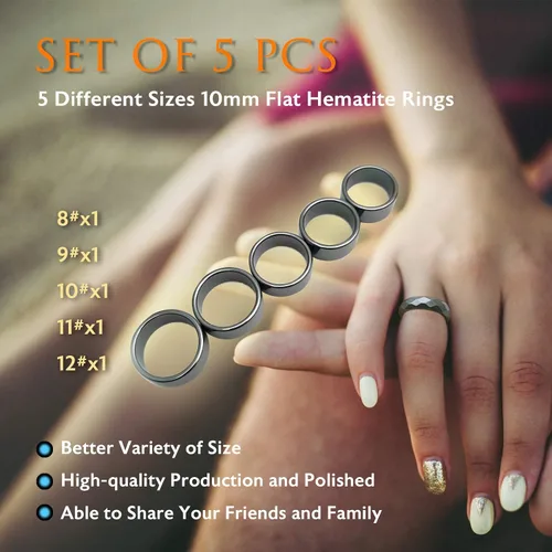 Vista 40 de Morchic - Anillos unisex de piedras de hematita, para equilibrar ansiedad, chakra raíz, (paquete de tamaños mixtos)