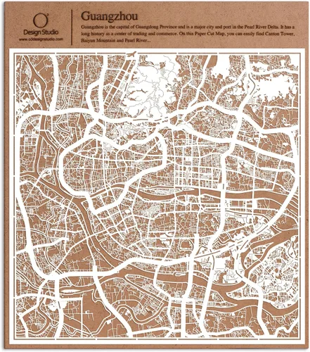 Vista 37 de O3 Design Studio Aberdeen - Mapa de papel cortado en papel blanco de 12 x 12 pulgadas