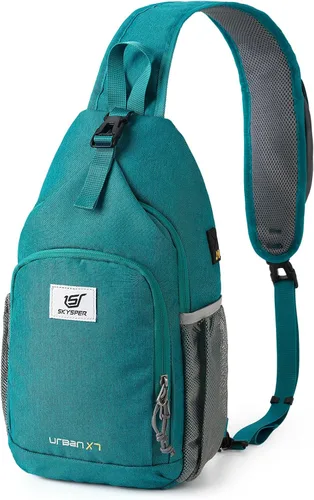 Vista 15 de SKYSPER - Mochila cruzada con bloqueo RFID, mochila de bandolera, mochila para el hombro y el pecho, mochila de viaje y senderismo, para mujeres