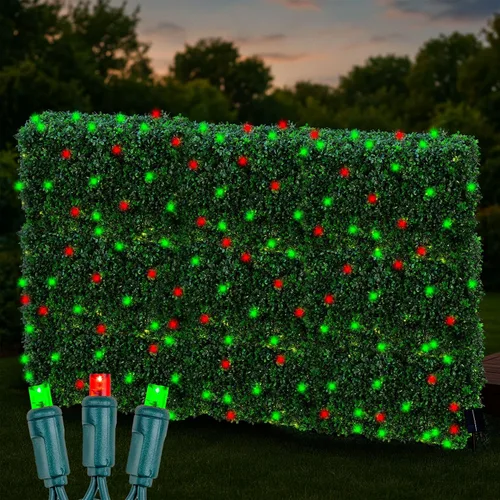 Vista 31 de Novelty Lights Luces de red de 2 x 10, 100 LED de color blanco cálido con espacio de 4 pulgadas, bombillas de gran angular de 0.197 in en cable