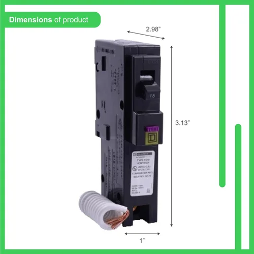 Vista 5 de Square D by Schneider Electric Square D - HOM115DFC Homeline - Disyuntor de doble función de 15 amperios, formato de 1 pulgada
