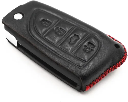 Vista 6 de Cuero 4 Botones Flip Remote Key Fob Case Cover Chain para Toyota Camry RAV4 Highlander Corolla