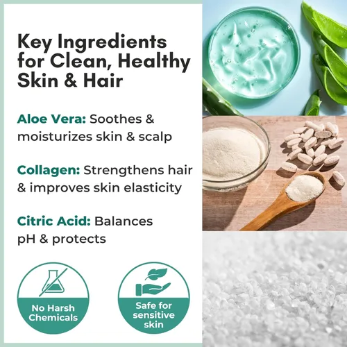 Vista 6 de Nurture - Gel de baño y champú sin enjuague con aloe Espuma limpiadora sin agua para el cabello y el cuerpo de grado hospitalario Mujeres